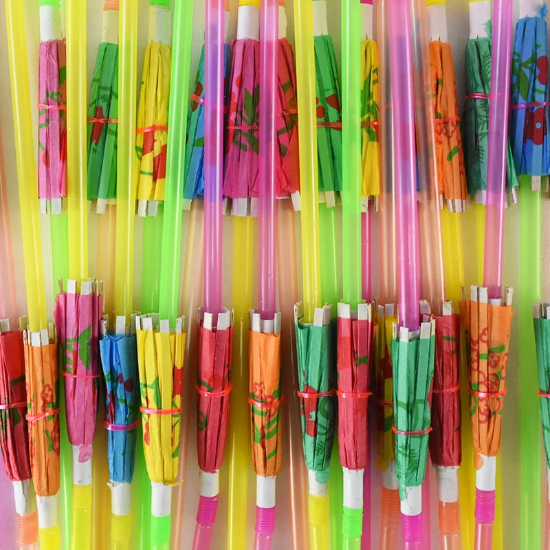 

25-100pcs Mix Color Tropical Umbrella Parasol Straws Plastic Straws Cocktail Juice Supplies Hawaii Party Beach Drinking Decor