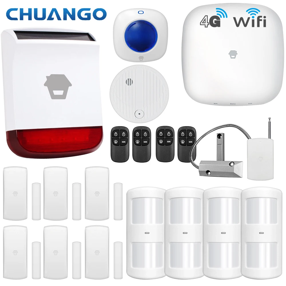 Высококлассная система охранной сигнализации Chuango 400 LTE с Wi Fi и 4G GSM детектором