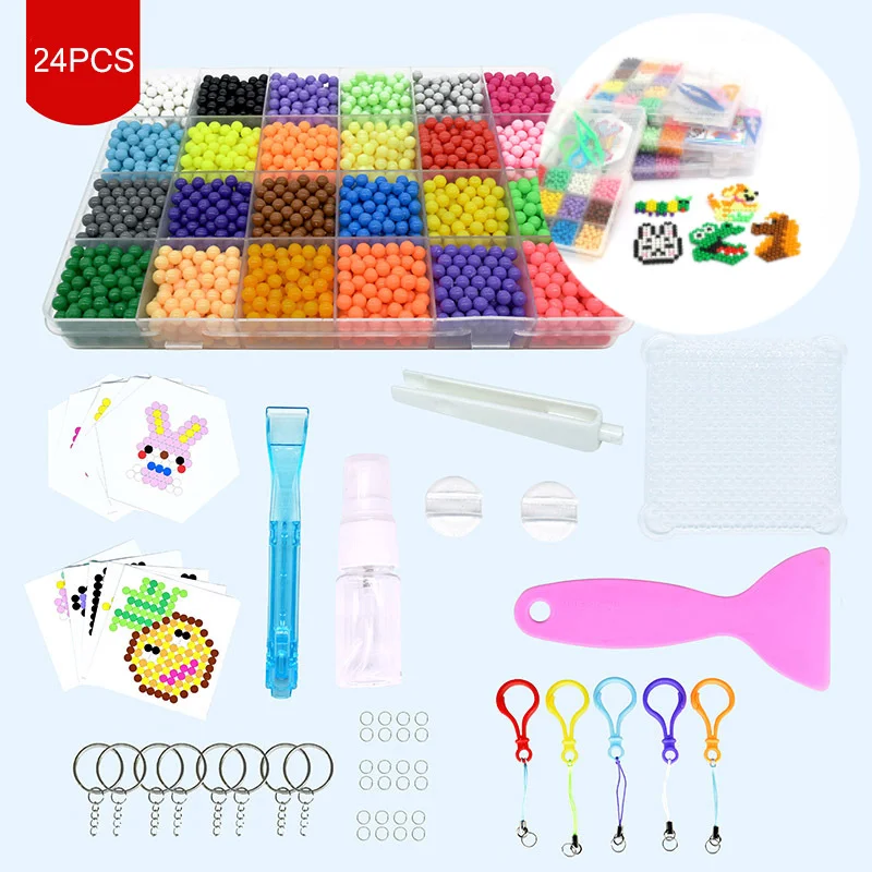 DIY 5mm Hama Bead Set With Pen Tweezer Pegboard Template Tool Toy Creative Handmade Craft Fuse Beads Magic Water Suit Gift | Игрушки и