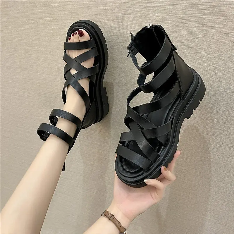 

All-Match Med Clear Heels 2021 Summer Sale Of Women's Shoes Beige Heeled Sandals Medium New Black Girls Clogs Comfort Fashion