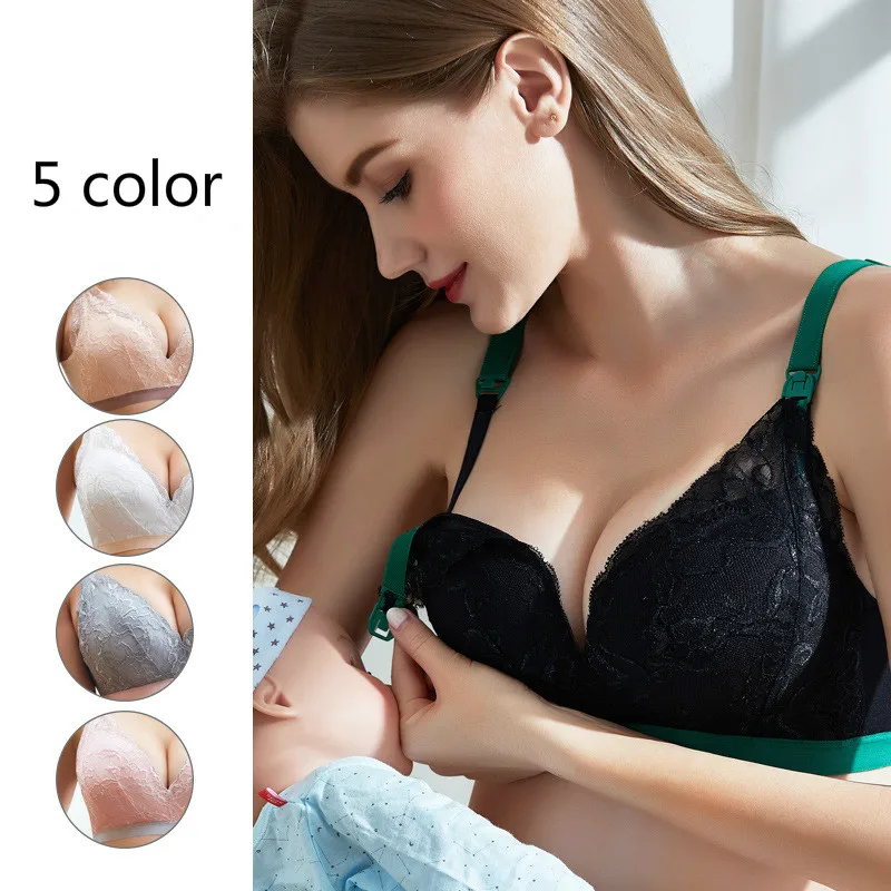 

Sexy Lace Nursing Bras Maternity Underwear Cotton Flower Pattern Breastfeeding Bra for Pregnancy Feeding Clothes Front Closure