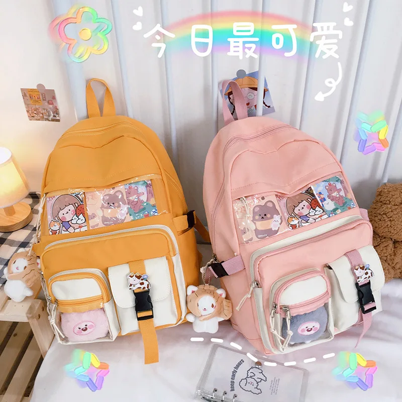 

Schoolbag female new sen department of color collision small fresh and lovely backpack large capacity high school backpack