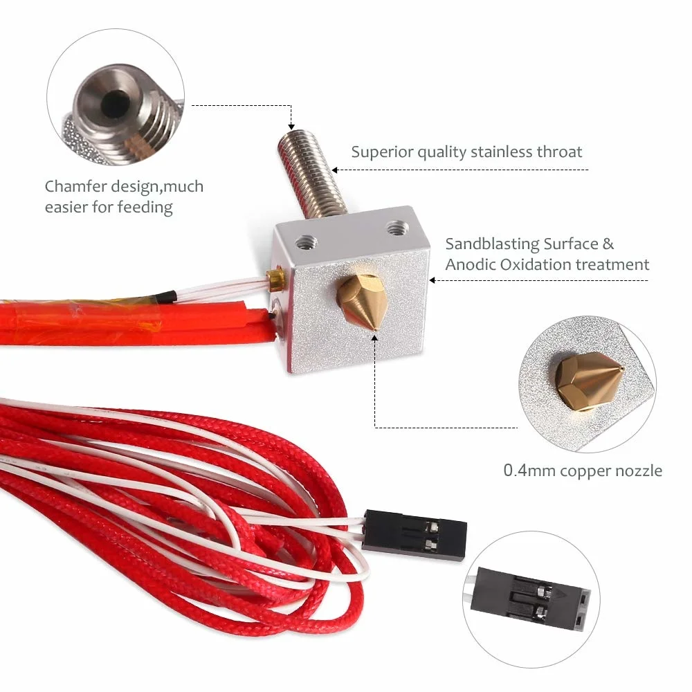 DIY Hotend комплект сопла MK8 горло экструдера обогреватель 1 75 мм/0 4 мм Экструдер