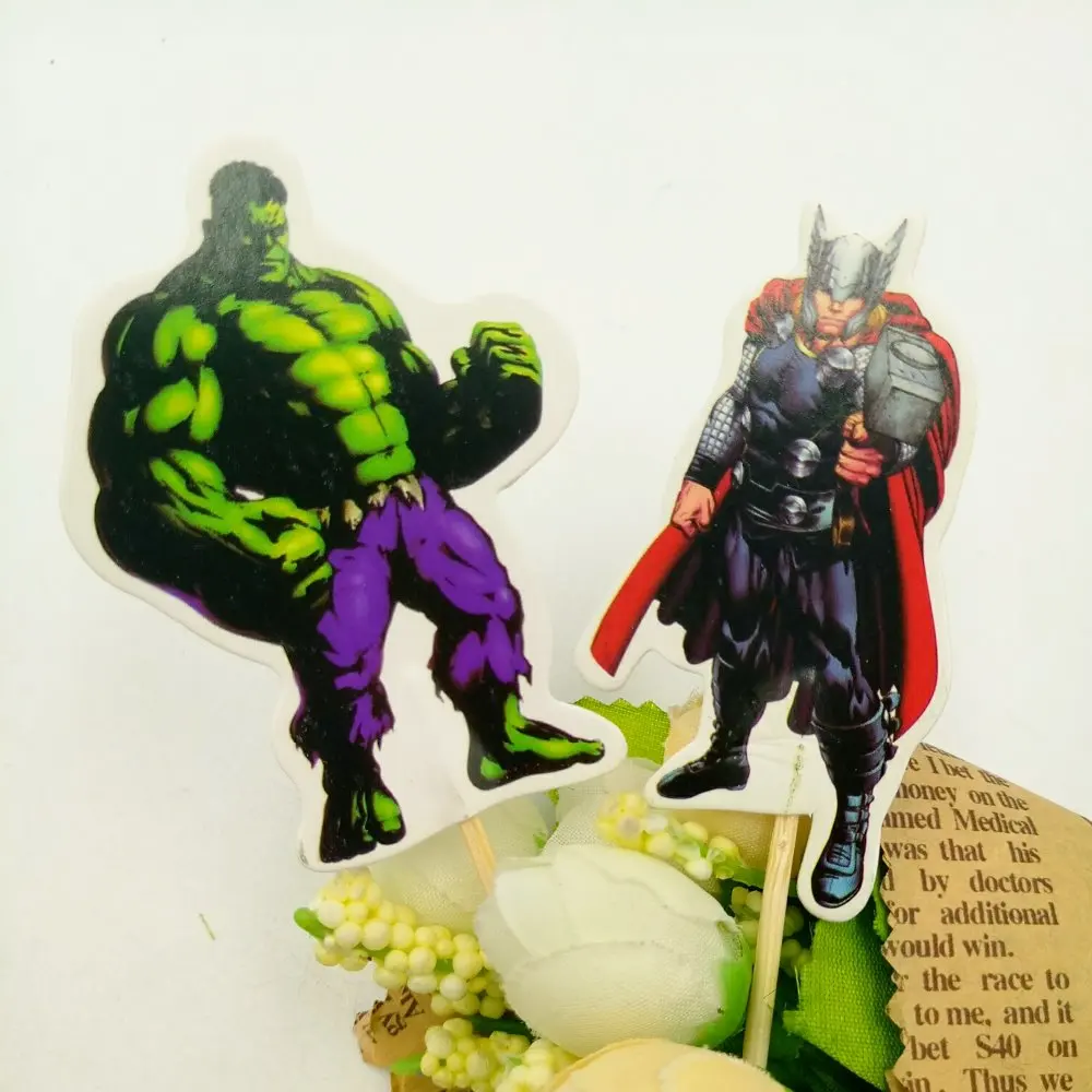 24 шт. торта мстителя десерт Топпер карта Prod с изображением украшение для кекс