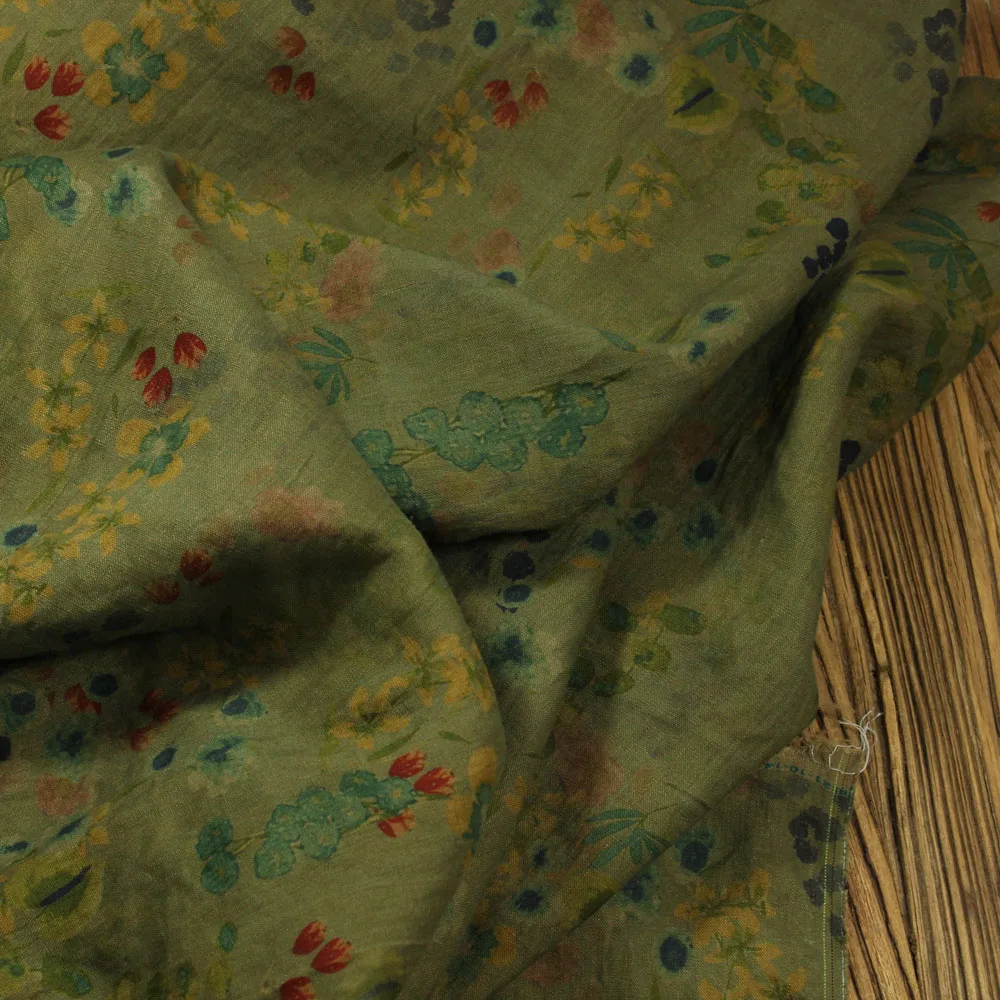 

Высококачественная моющаяся ткань из чистого льна с цветочным принтом, платье, рубашка, ткань