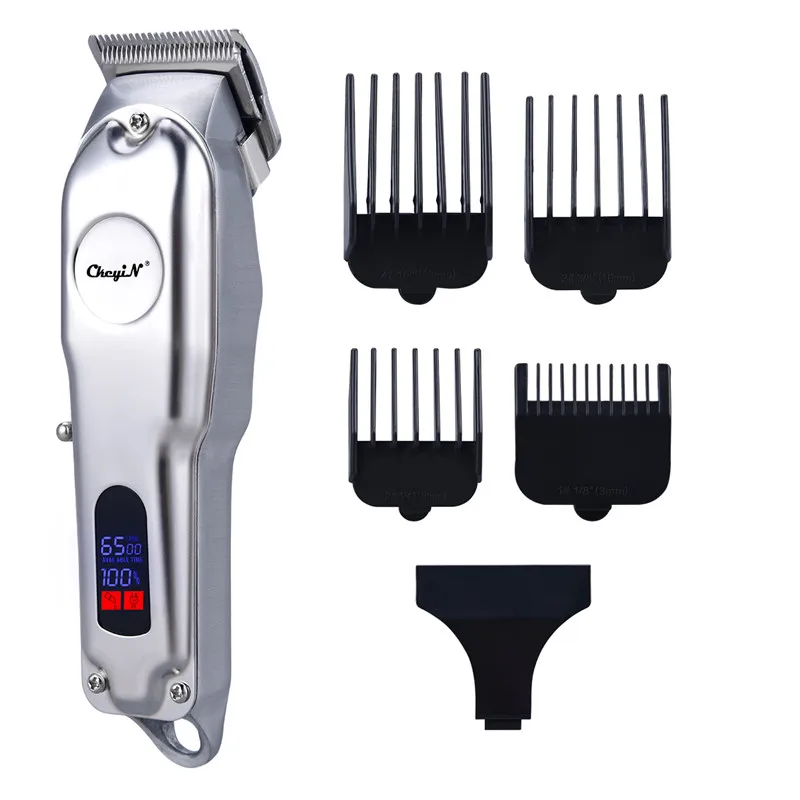 

CkeyiN Быстрая зарядка машинка для стрижки волос Профессиональный Металлический триммер для волос Низкий уровень шума Парикмахерская светод...