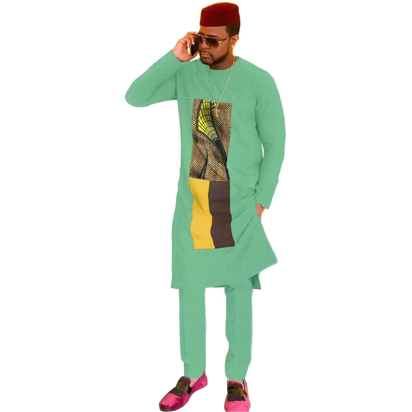 Africa Clothes for Men Dashiki Men Set African Traditional Clothing Top+Pants Two-Piece V2116035