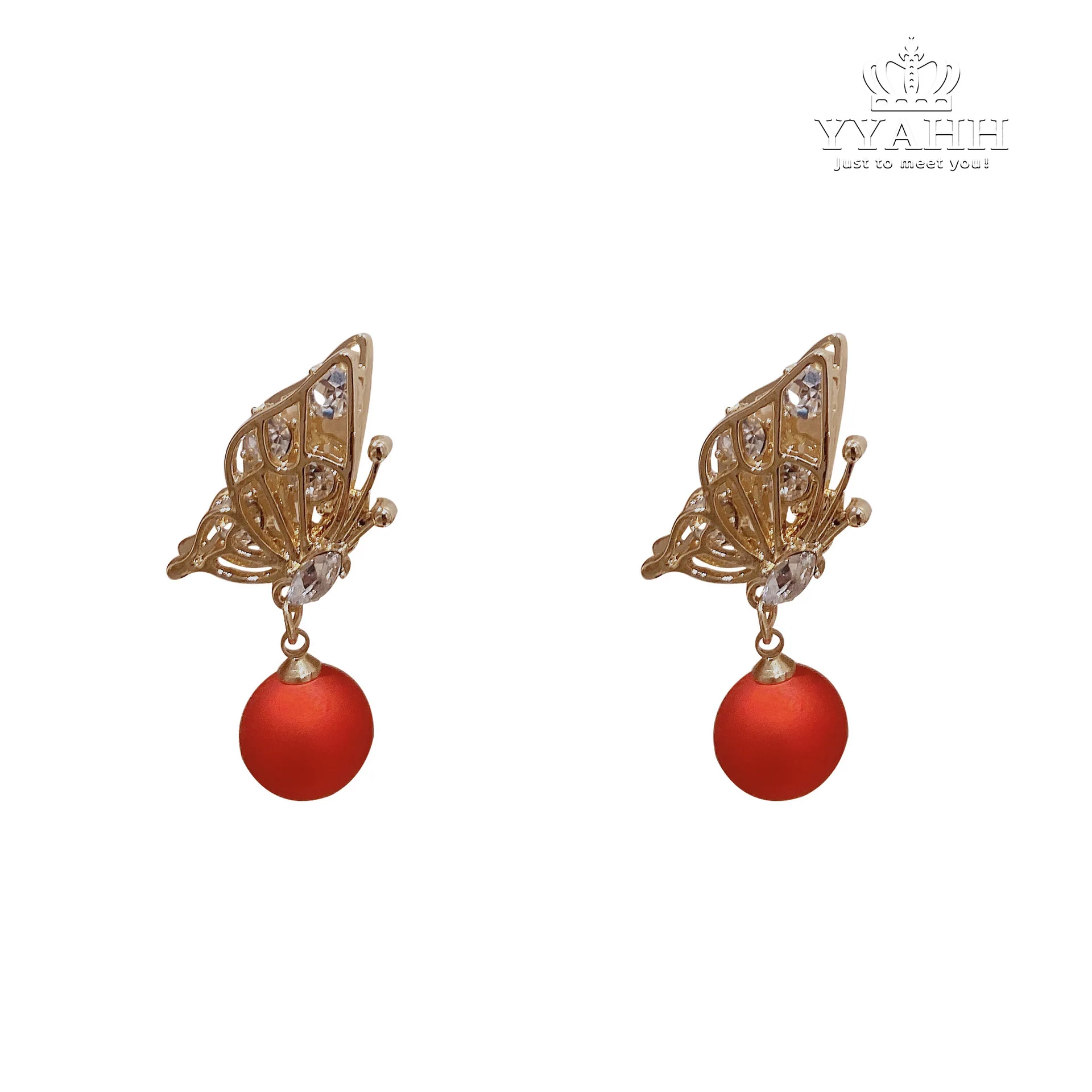 

Super Fairy Girl Heart Butterfly Earrings, Korean Temperament Long Pearl Earrings, Sweet Female Earrings