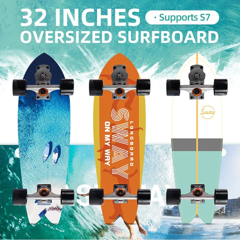

32'' Surf Skate Board Large Maple Deck S7 Truck Complete Surfskate Skateboard Outdoor Carving Surfing Cruiser Board Longboard