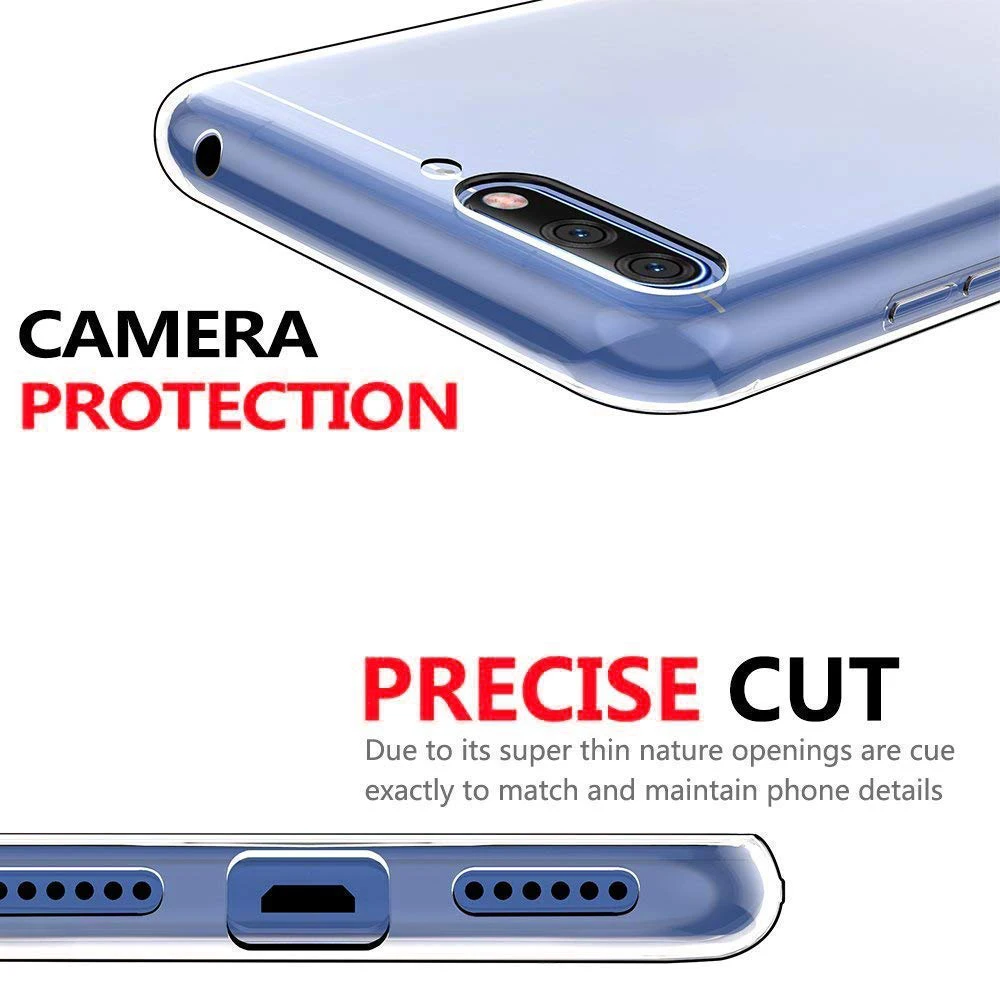 Силиконовый чехол для телефона Huawei Y6 2018/Honor 7A прозрачный мягкий ТПУ задней панели