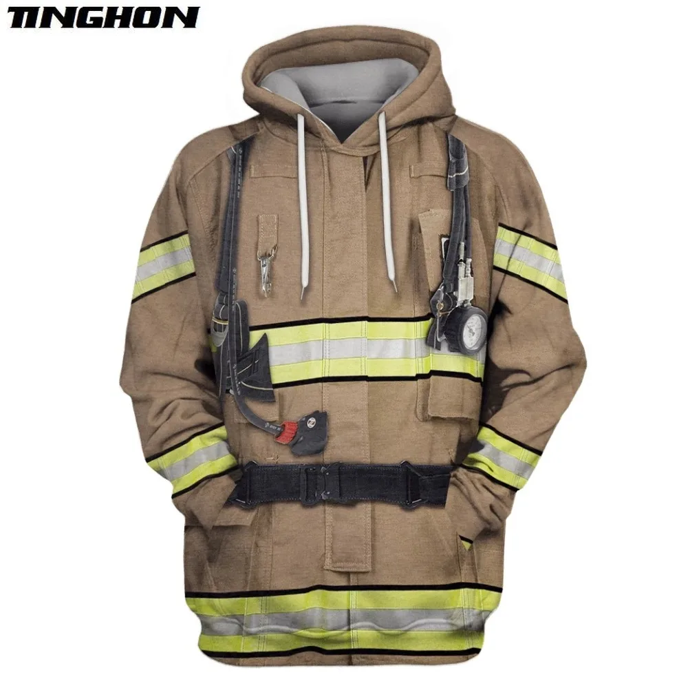 XS-7XL  Fashion Men Hoodies Firefighter Suit 3d Full-Print T-shirt/zip Hoodie Cosplay costume Unisex Streetwear Drop shipping