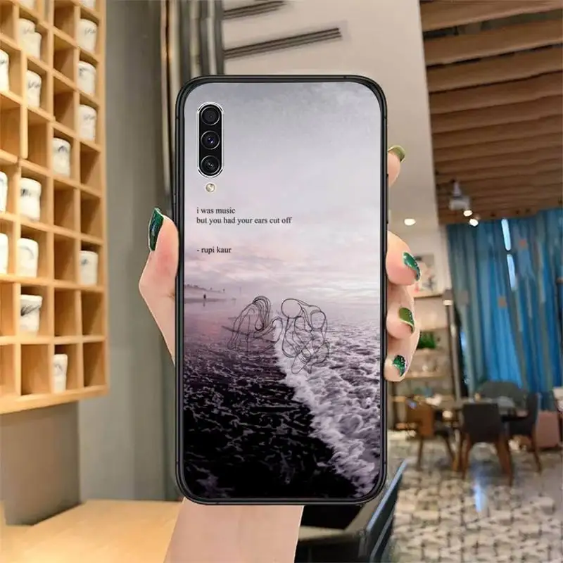 

Rupi Kaur Beach Sea Mountain Lines Poetry Phone Case For Samsung A20 A30 30s A40 A7 2018 J2 J7 prime J4 Plus S5 Note 9 10 Plus