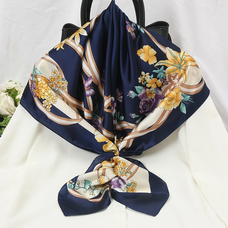 

2021 new spring women scarf quality shawl silk fashion scarf headscarf beach sunscreen bag headscarf scarf 90cm*90cm