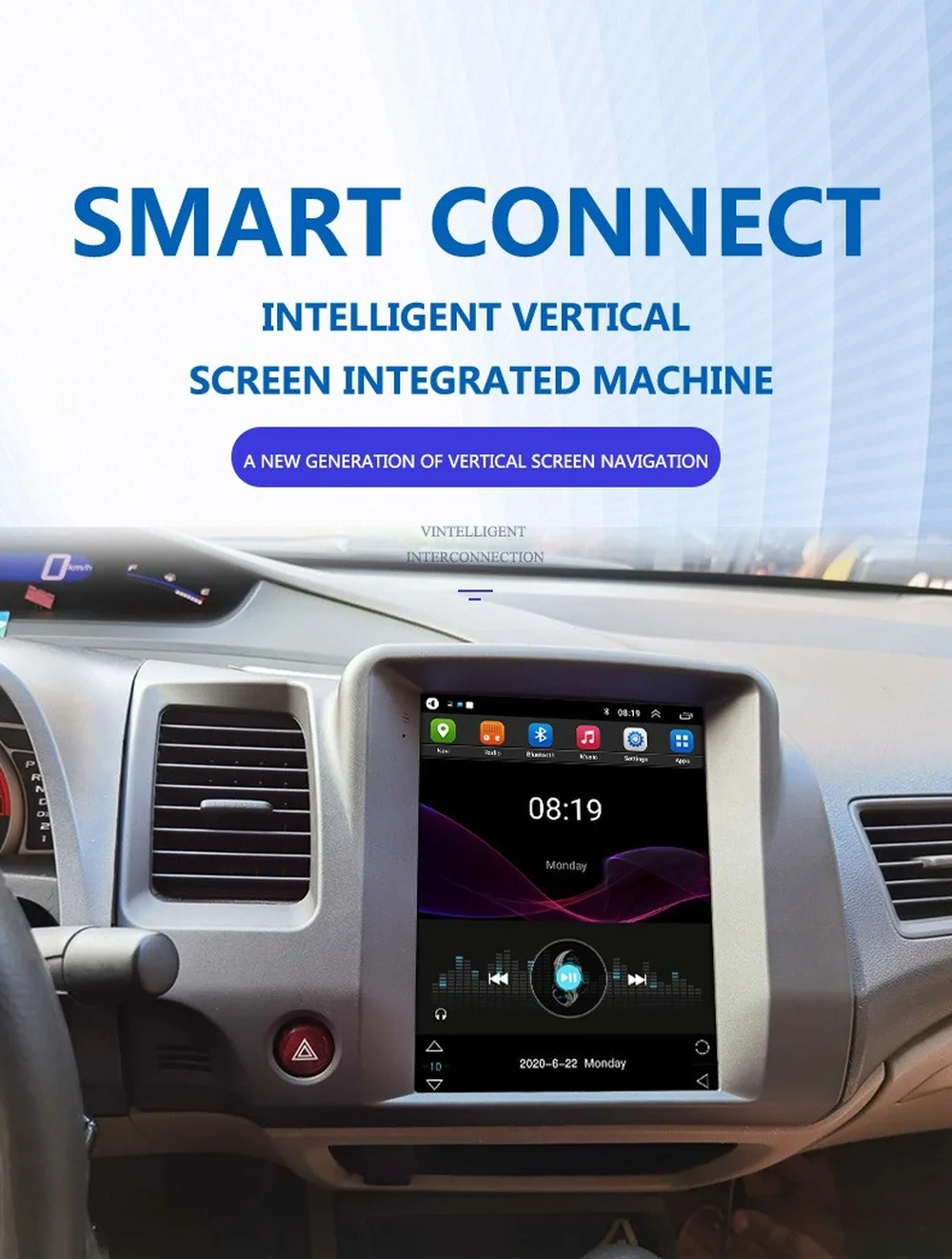 Автомобильный GPS-навигатор в стиле Tesla на Android для HONDA CIVIC 2006-2011 с поддержкой