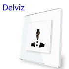 Закаленное фотоустройство Delviz, европейский стандарт 16 А, настенный встроенный разъем питания, переменный ток 110-250 В, 86 мм * 86 мм, Международная универсальная розетка