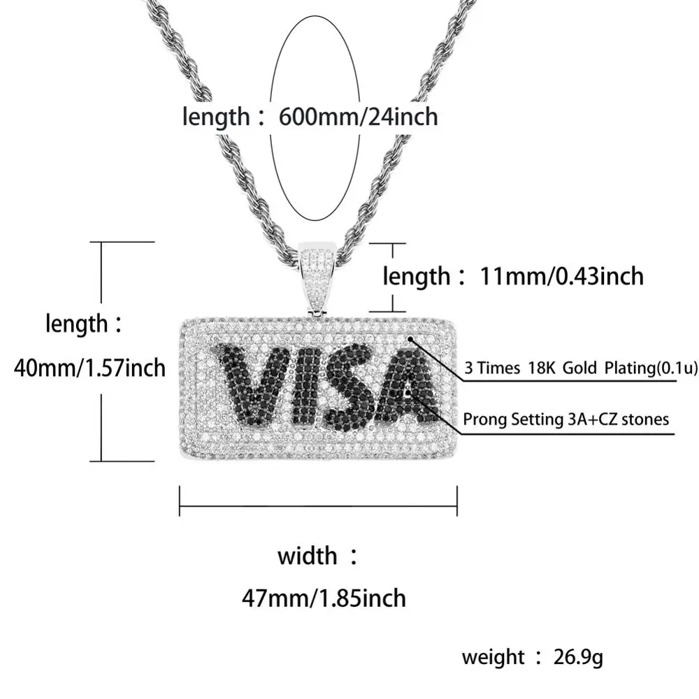 Кулон JINAO унисекс из кубической циркониевой цепи кулон в стиле хип-хоп с