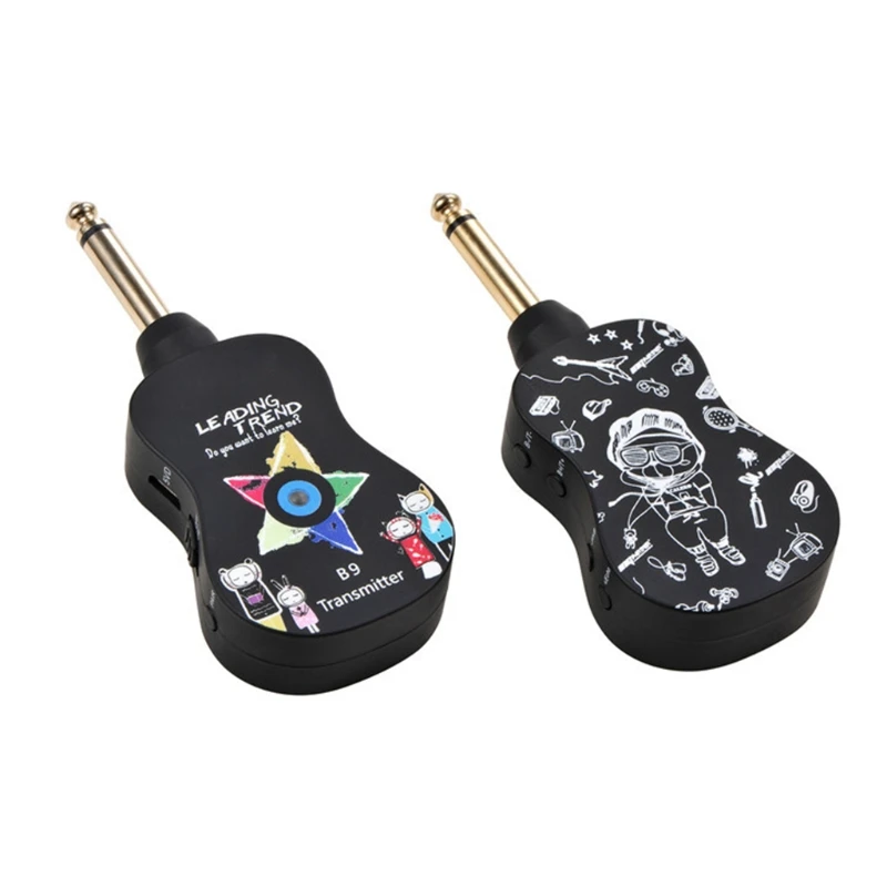 

Wireless Guitar System, UHF Guitar Transmitter Receiver Rechargeable Support 4 Channels with Bluetooth Reverb Effect for