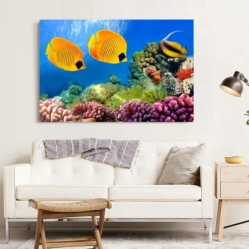 Подводная картина с изображением морской рыбы кораллового рифа настенные