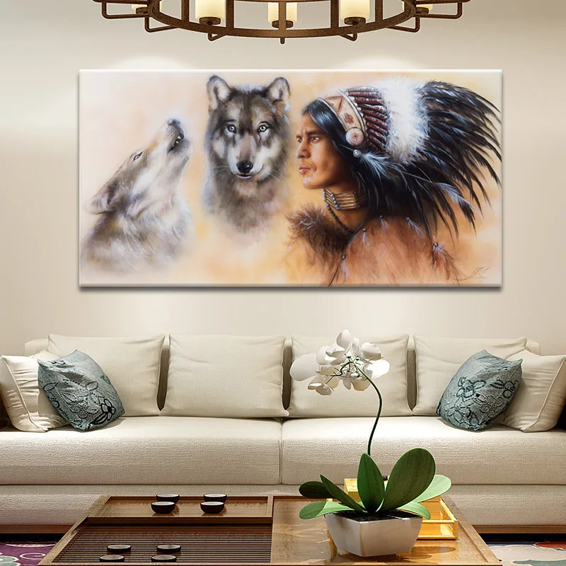 Современное струйное украшение с головой индийской женщины волка домашнее