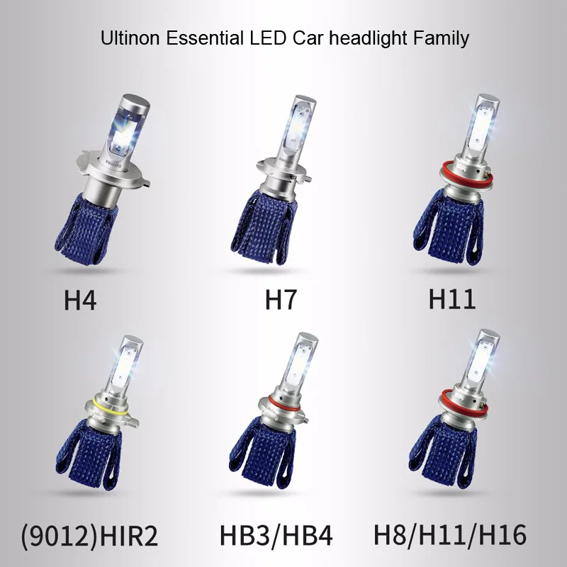 Светодиодные лампы Philips H4 H7 H8 H11 H16 9005 9006 9012 HB3 HB4 H1R2 Ultinon Essential LED Car 6000K для передних
