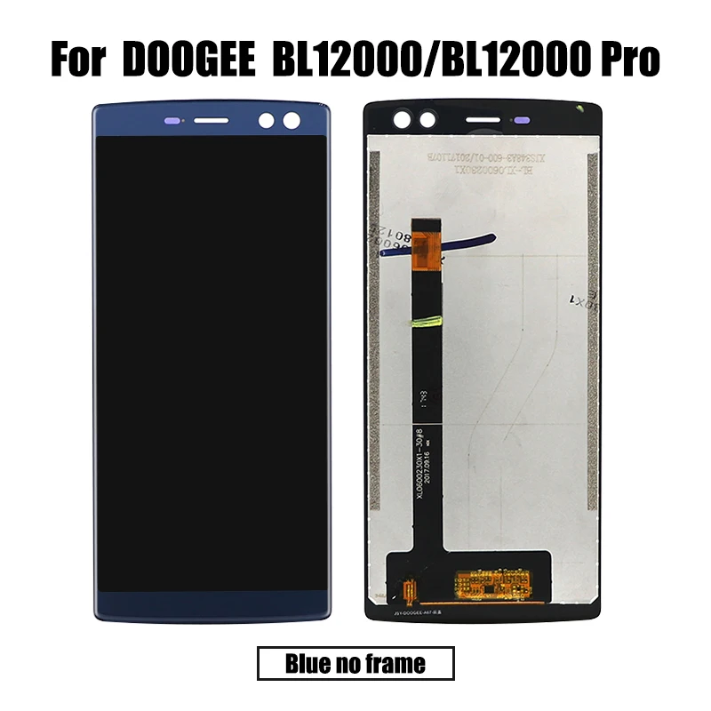 Blue no frame Для DOOGEE BL12000 Pro lcd и сенсорный экран дигитайзер с рамкой дисплей экран Модуль Ремонт Замена аксессуары - Цвет: Blue no frame