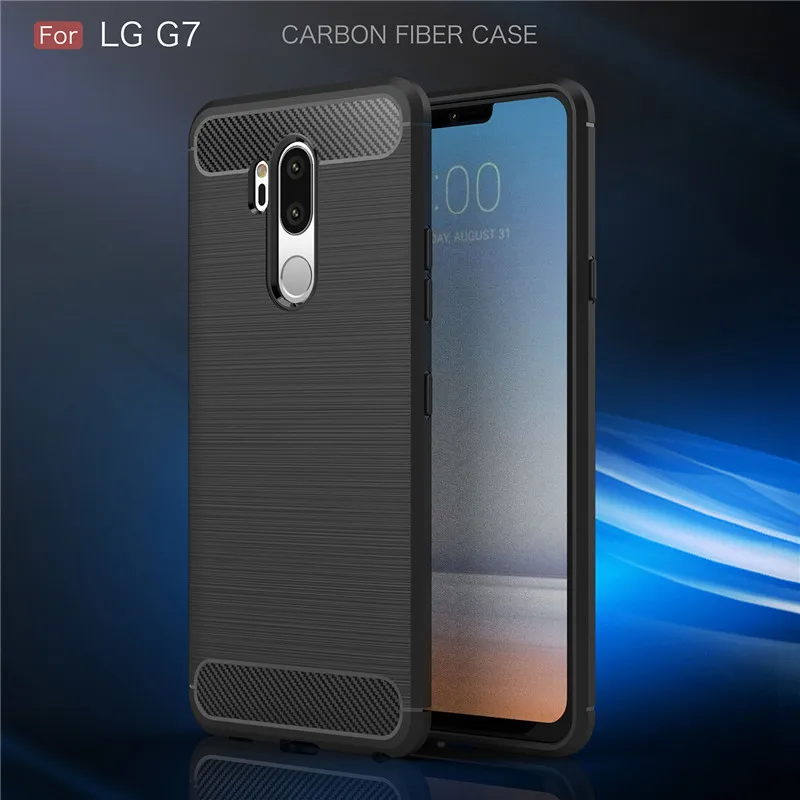 For LG G7 Case ThinQ Cover Shockproof Soft TPU Rubber Carbon Fiber Brushed Protective Phone G 7 LG7 LGG7 Cases |