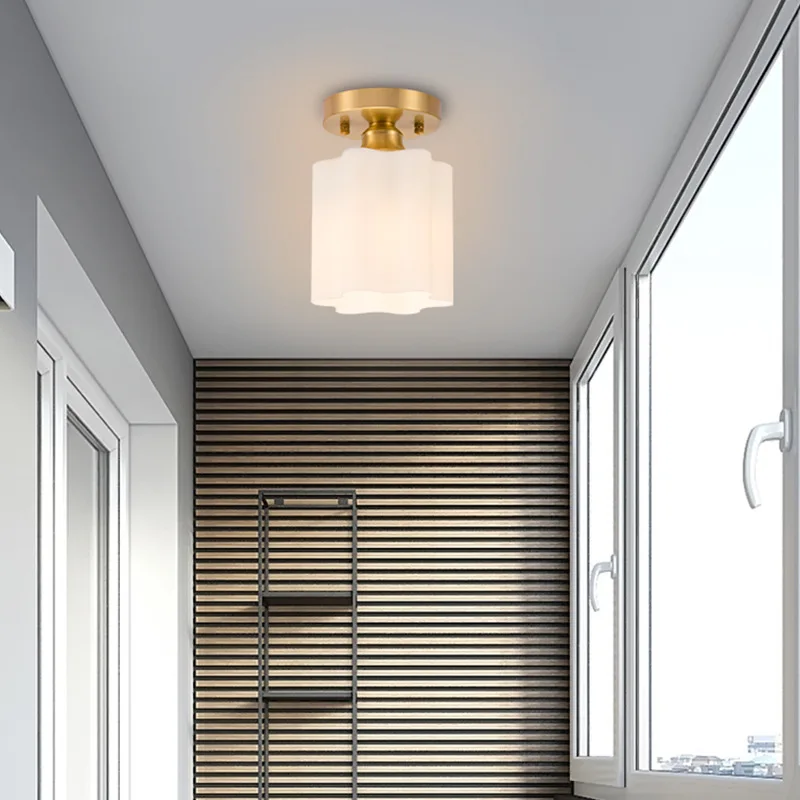 LukLoy Классический Медный потолочный коридор лампы выход на балкон ретро белые