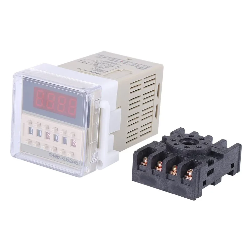 

AC 110V Digital Precision Programmable Time Delay Relay DH48S-S With Base Digital Display Time Relay With Base