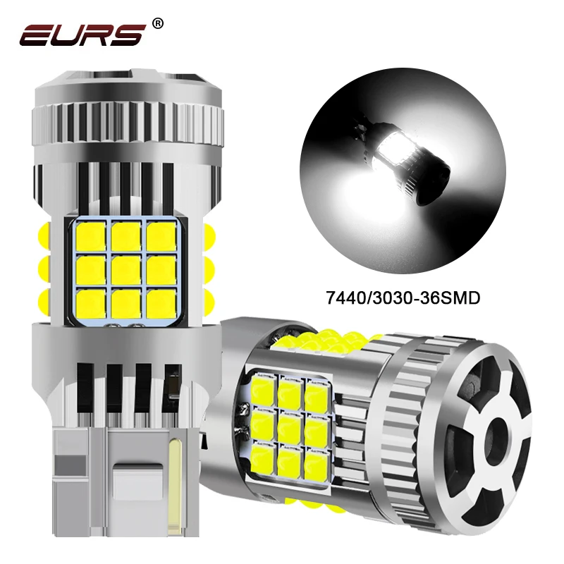 

EURS 1PCS No Error Turn Signal With Fan Canbus 1156 BA15S P21W BAU15S 1157 7440 7443 T20 LED Bulb 30W 3030smd Brake Light 12-24V