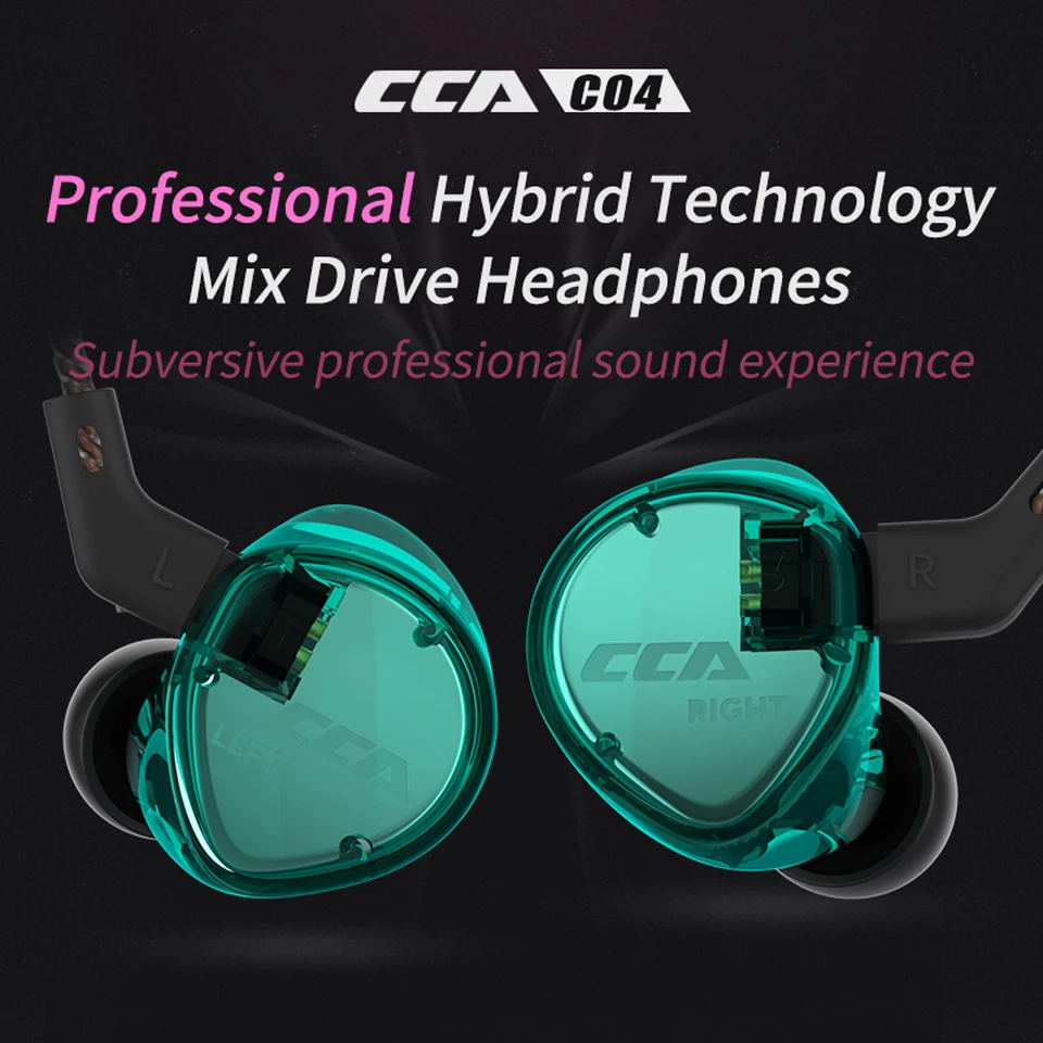 CCA C04 1DD + 1BA двойной драйвер наушники Ecouteur Музыка Спорт проводные с 2 контактный