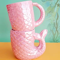 cute mermaid ceramic cup hot cold tea cup milk coffee mug with spoon lid tea mug cute mugs hand warmer mug teacup drinking