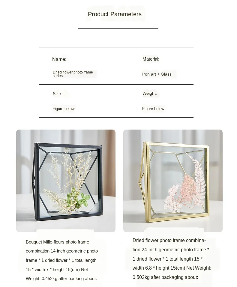 

Nordic Instagram Style Leaves Dried Flower Plant Specimen Box Decorative Small Painting Ornaments Eight-Inch Photo Frame Desktop
