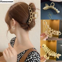 2021fashion korean new hair claw barrettes for women girls metal geometric hollow out headwear hair accessories crab hair clip