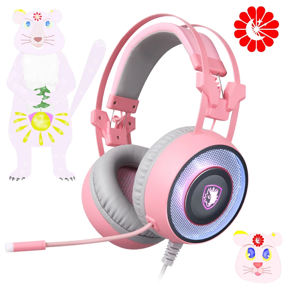 

wired gaming headset with microphone 7.1 USB channel noise reduction music gaming Internet cafe cartoon headset for PC laptop