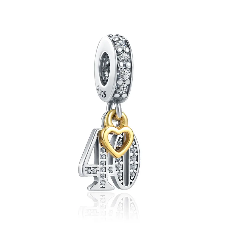 New 13 15 18 21 30 40 50 60 70 Th Pendant Dangle Charm DIY fine beads Fit Original Pandora Charms Silver 925 Bracelet Jewelry | Украшения и