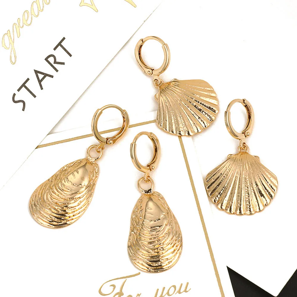 Новинка серьги в виде морской раковины для женщин Золотой хрящ маленькие кольца