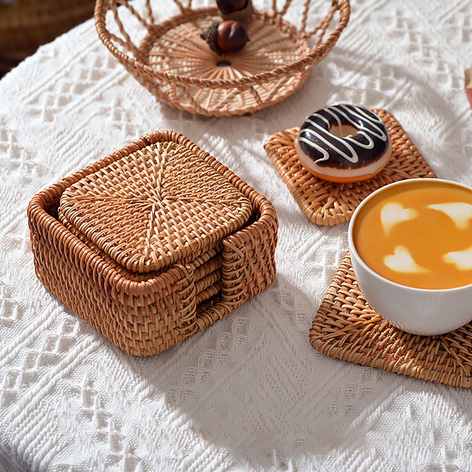 

Coaster Cup Mat Dining Table Mats 6PCS Woven Kitchen Accessories 6pcs/set Heat Insulation Rattan Placemats