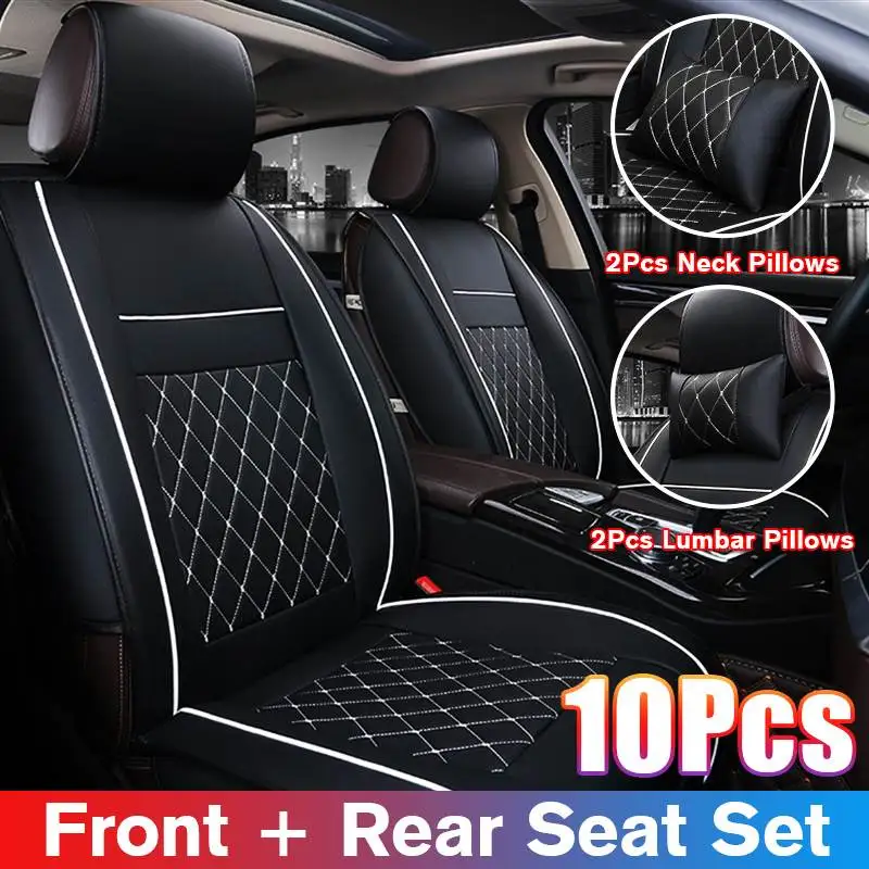 

Car Seat Cover and Pillow Set Wearproof Dustproof PU Leather Protect Cushion Auto Universal Interior Accessories for 5-seats Car