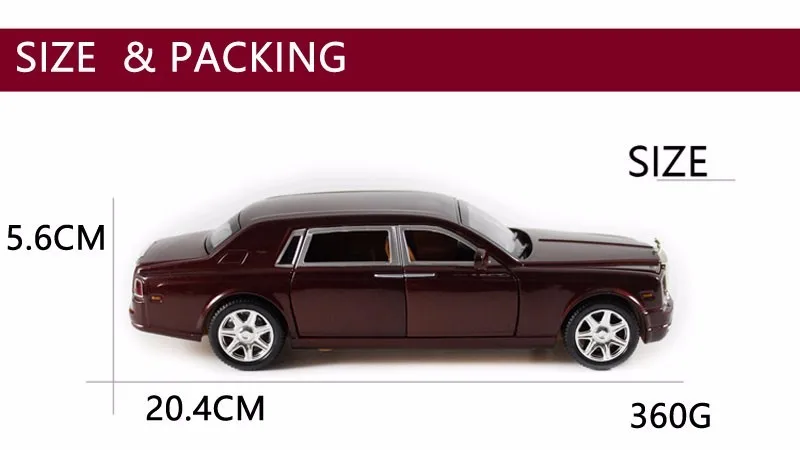 1/24 модель автомобиля Rolls-Royce Phantom удлиненный светильник из литого под давлением сплава Sixdoor модель светильник отличная игрушка-Имитация Коллекция подарков
