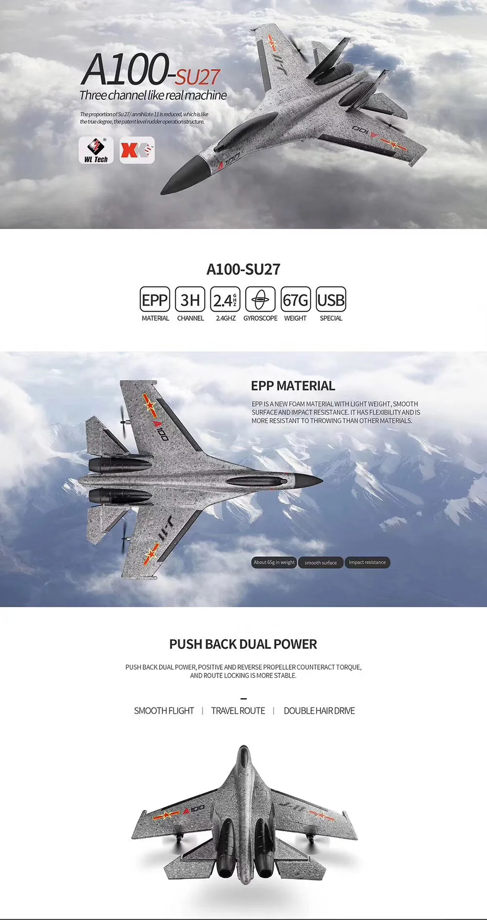 WLtoys A100 RC Самолеты SU-27 3CH 2,4G EPP композитный материал планер радио дистанционное управление игрушки модель подарок