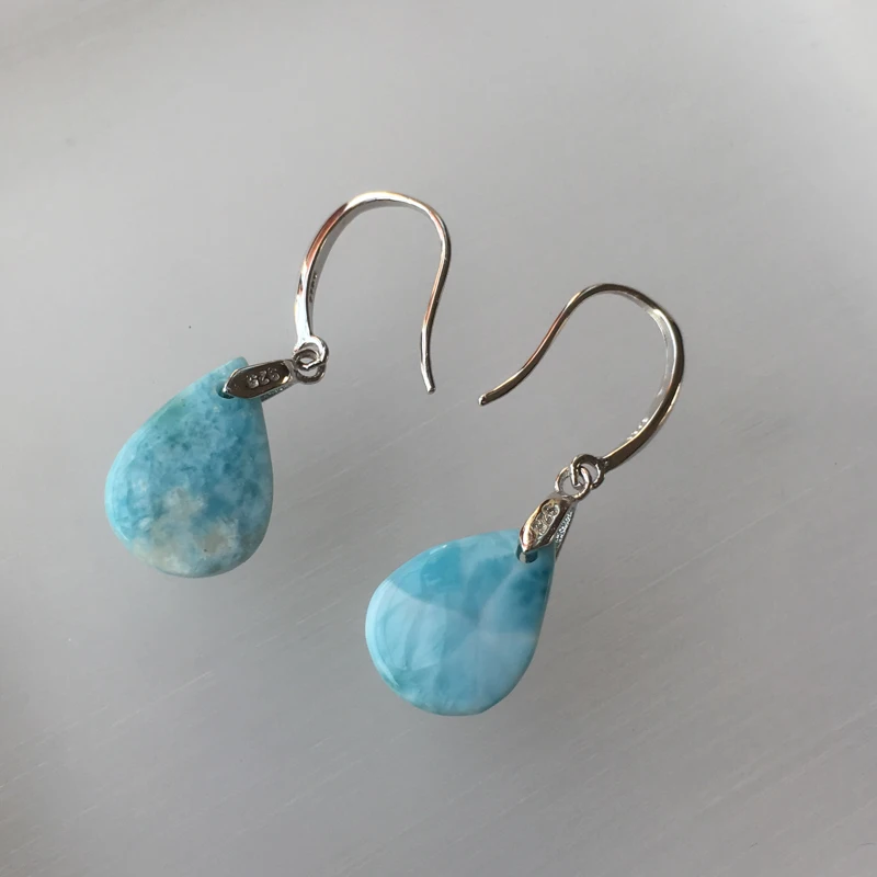 CSJ натуральный синий Larimar высокое качество маленькие звездочки серьги из