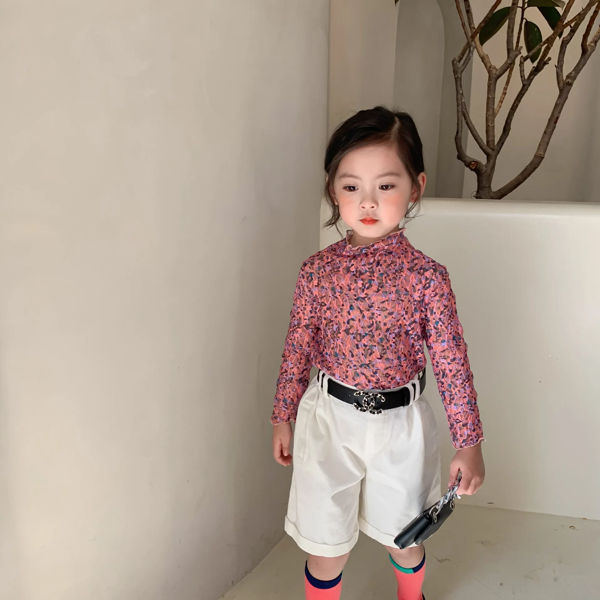 

Spring and Summer New Arrival girl's T-shirt all-match flowers pattern long sleeve sweet princess top for cute baby girls