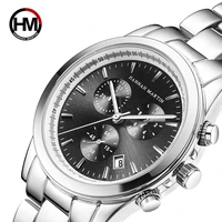 new man watch top brand luxury date calendar triple display watches stainless steel quartz wristwatch sport business male clock