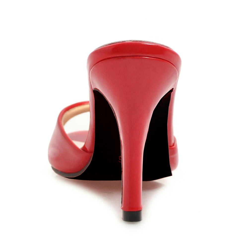 Женские шлепанцы на высоком тонком каблуке с перьями мюли открытым носком