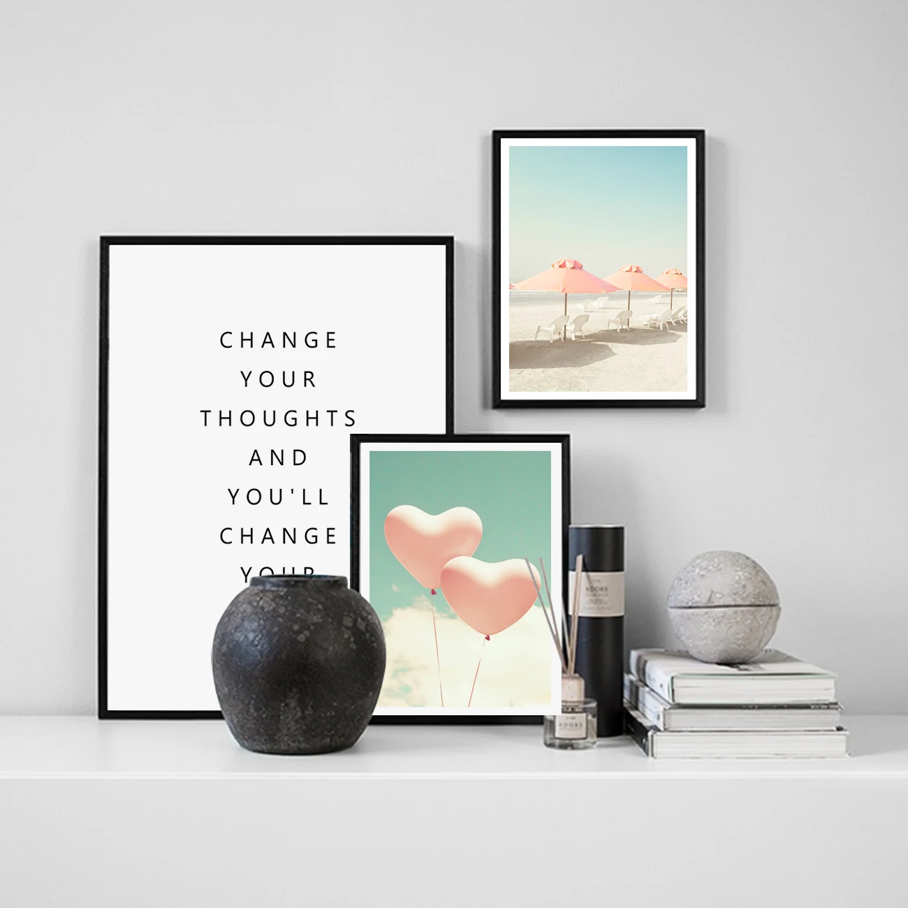 

Nordic Landscape Pink Balloon Bus Sea Quotes Beach Wall Art Canvas Painting Posters and Prints Pictures for Living Room Decor