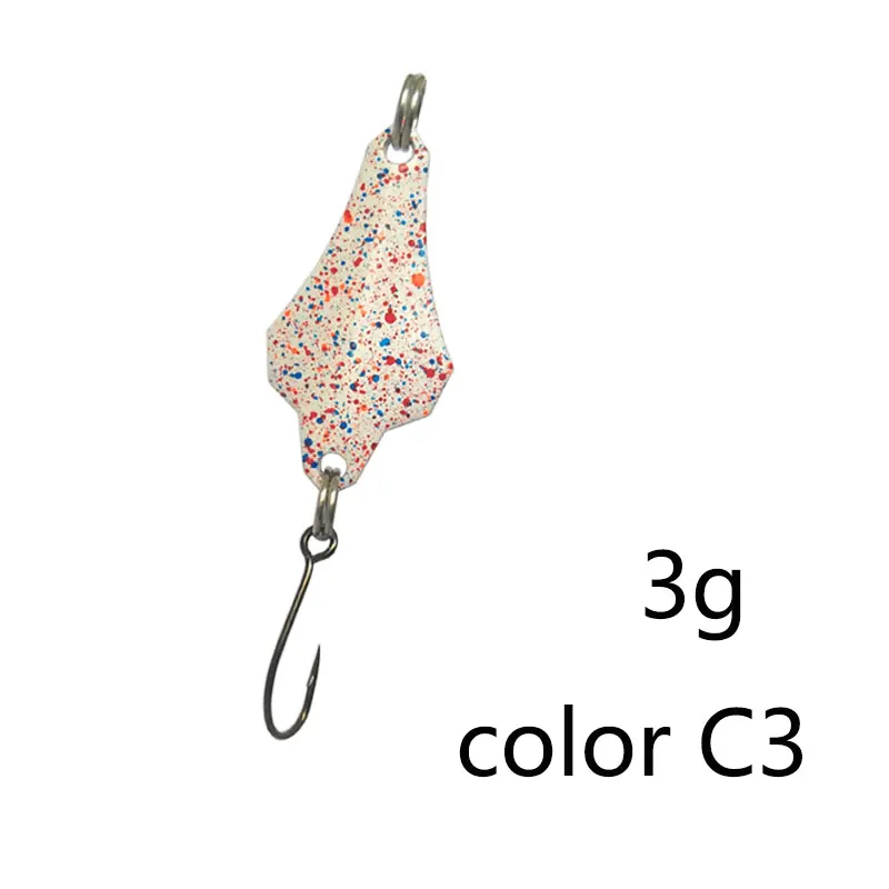 Hexakill 1 шт. 1,4g/1,8g/2,2g/2,8g/3g/3,3 гр катушка для ловли металл красочные блесны металлическая блесна приманка мини-приманка для ловли форели одинарный крючок - Цвет: C3