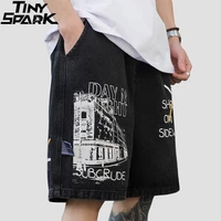 2021 men hip hop cargo shorts streetwear building letter print denim shorts harajuku jogger shorts summer denim short cotton