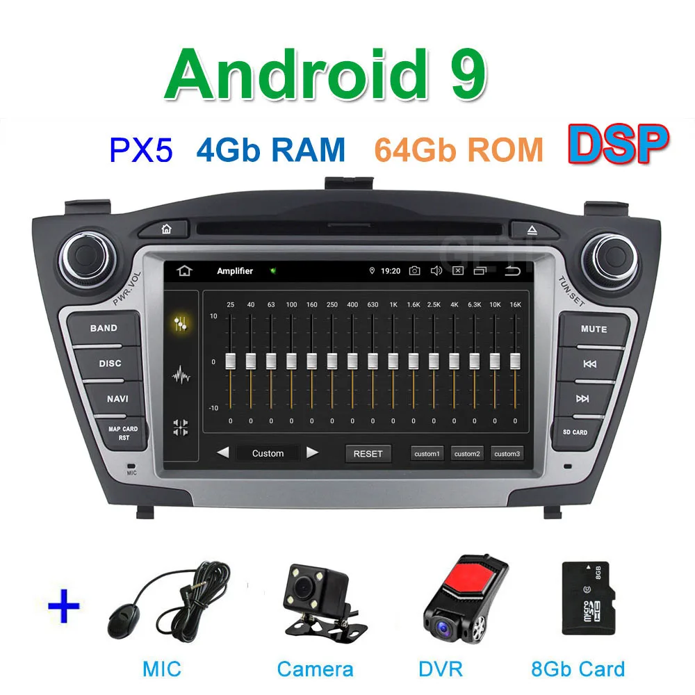 DSP 64G PX6 Android 9 Автомобильный DVD стерео плеер радио gps для hyundai IX35 Tucson 2010-2013 с WiFi BT - Цвет: DSP PX5 CAM DVR SD
