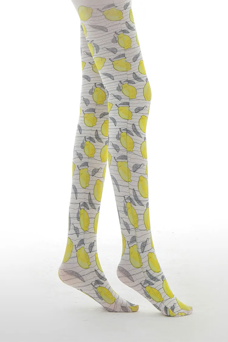 Женские колготки с принтом лимона Сезон осень Оптовая продажа Прямая
