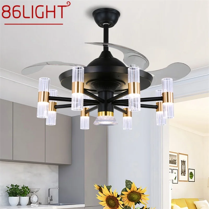 

86LIGHT Modern Ceiling Light With Fan Remote Control 220V 110V LED Fixtures Home Decorative For Living Room Bedroom Restaurant
